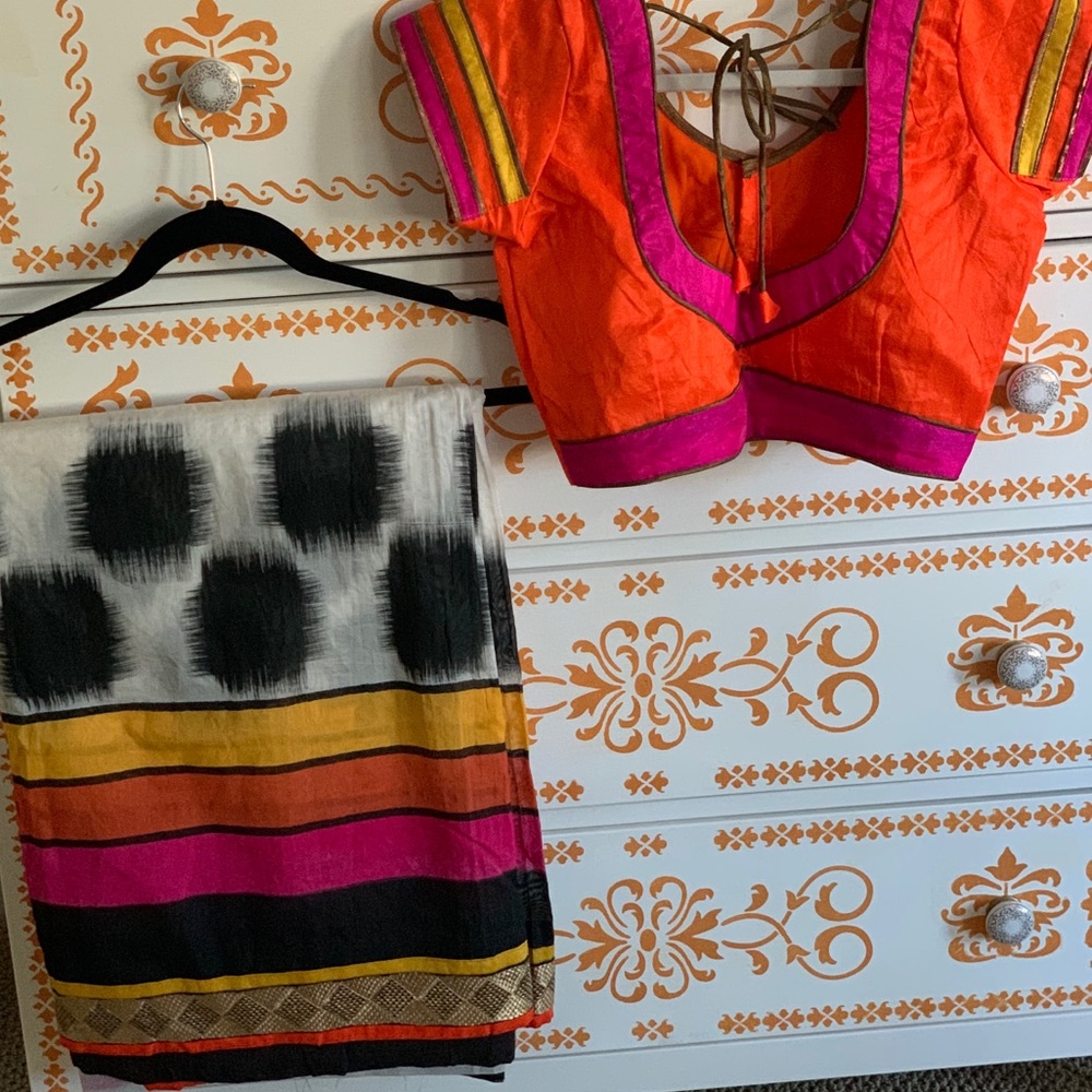 Saree & Stitched blouse